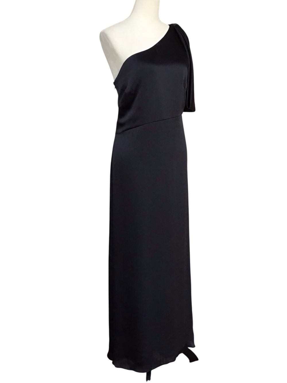 Sachin Babi Chelsea Black One-Shoulder Evening Gown with Draped Bow - Picture 9 of 10